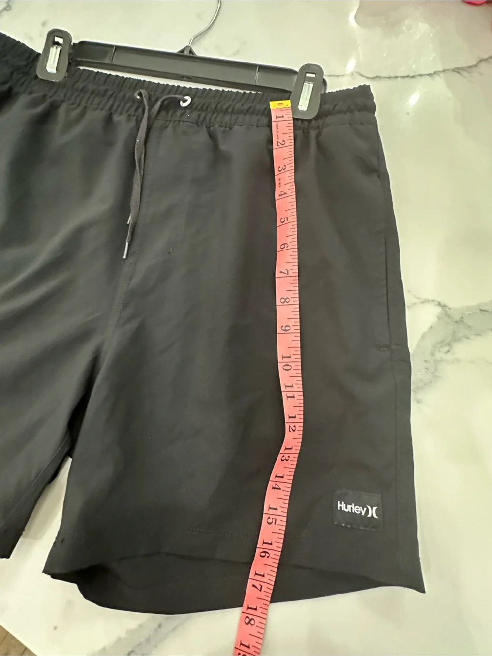 Hurley Men's Black Elastic Waist Swim Trunks
